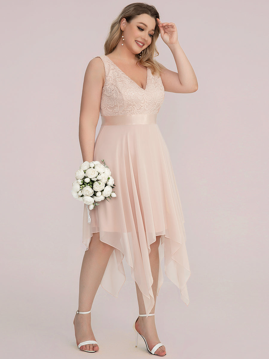 V-Ausschnitt Atemberaubende Spitze Ballkleider 00207 #farbe_Blush-Rosa