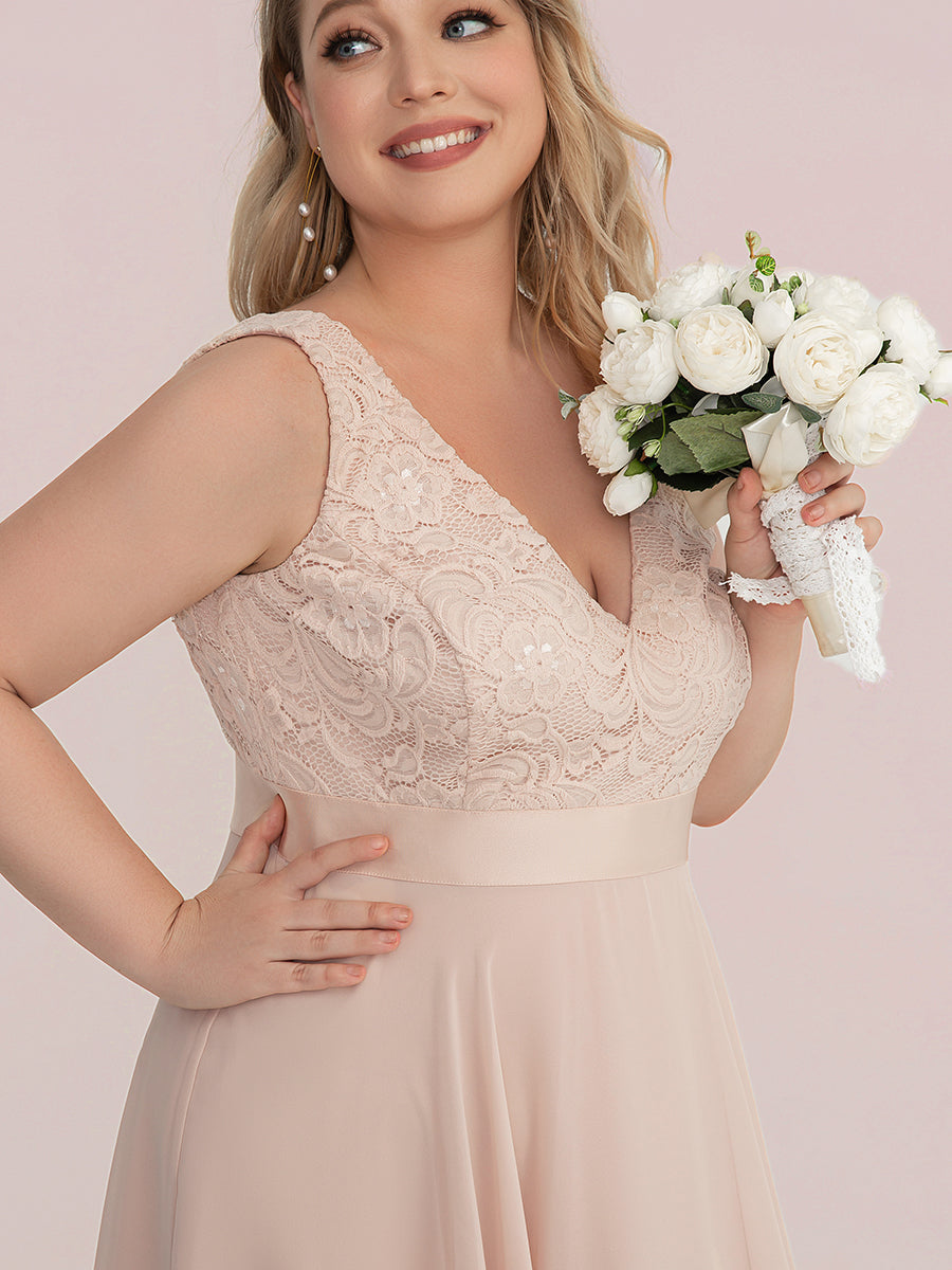 V-Ausschnitt Atemberaubende Spitze Ballkleider 00207 #farbe_Blush-Rosa