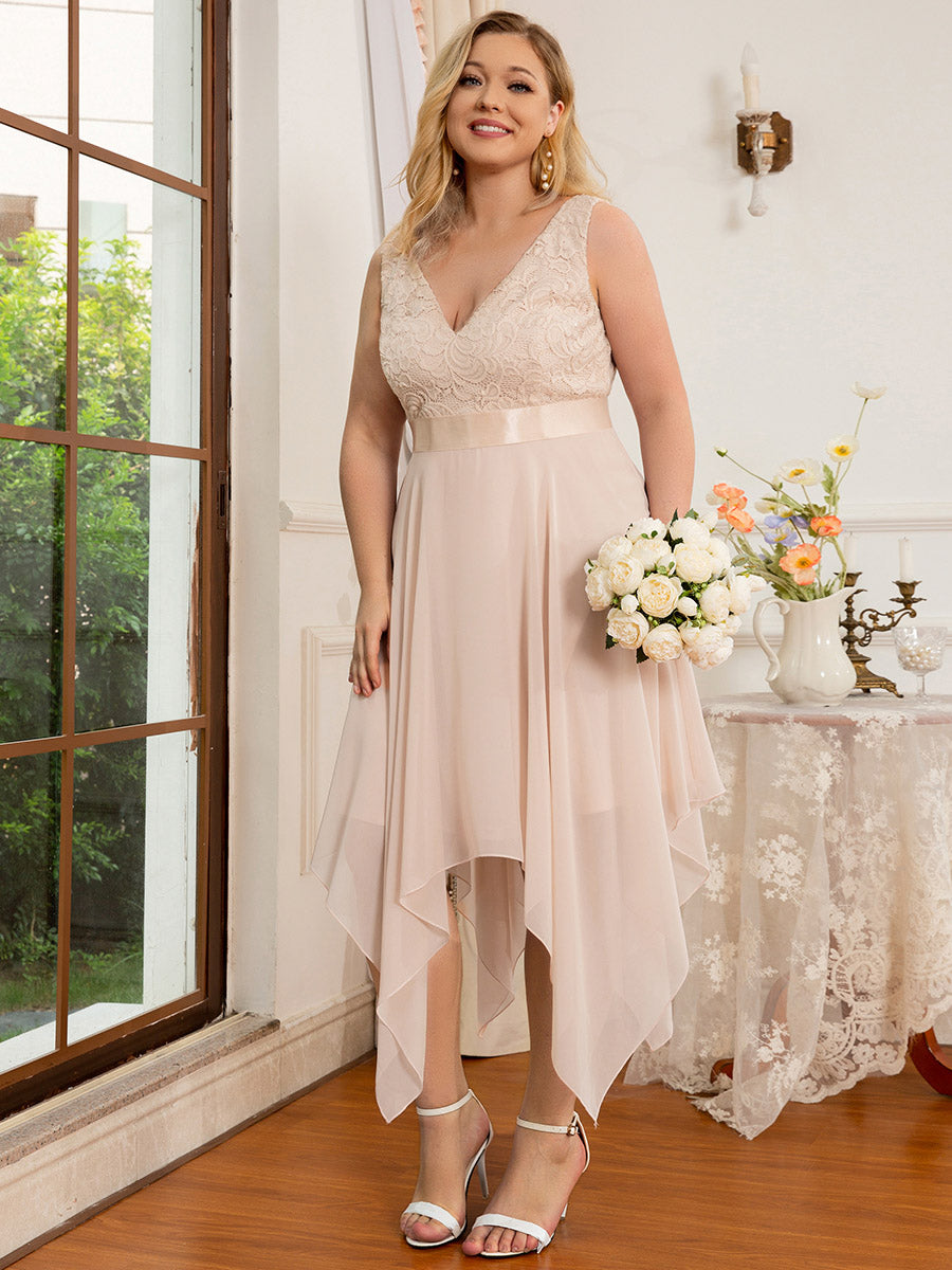 V-Ausschnitt Atemberaubende Spitze Ballkleider 00207 #farbe_Blush-Rosa