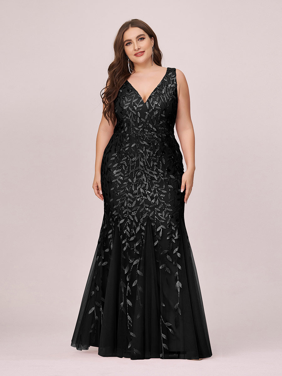 Aermelloses Abendkleid mit doppeltem V-Ausschnitt #Farbe_Schwarz