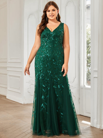Aermelloses Abendkleid mit doppeltem V-Ausschnitt #Farbe_Dunkelgrün