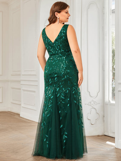 Aermelloses Abendkleid mit doppeltem V-Ausschnitt #Farbe_Dunkelgrün