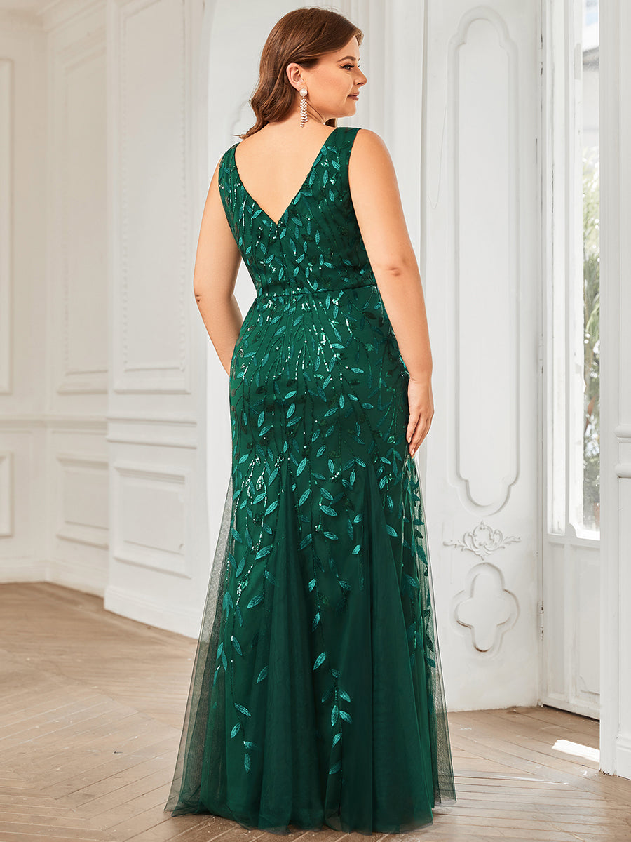 Aermelloses Abendkleid mit doppeltem V-Ausschnitt #Farbe_Dunkelgrün