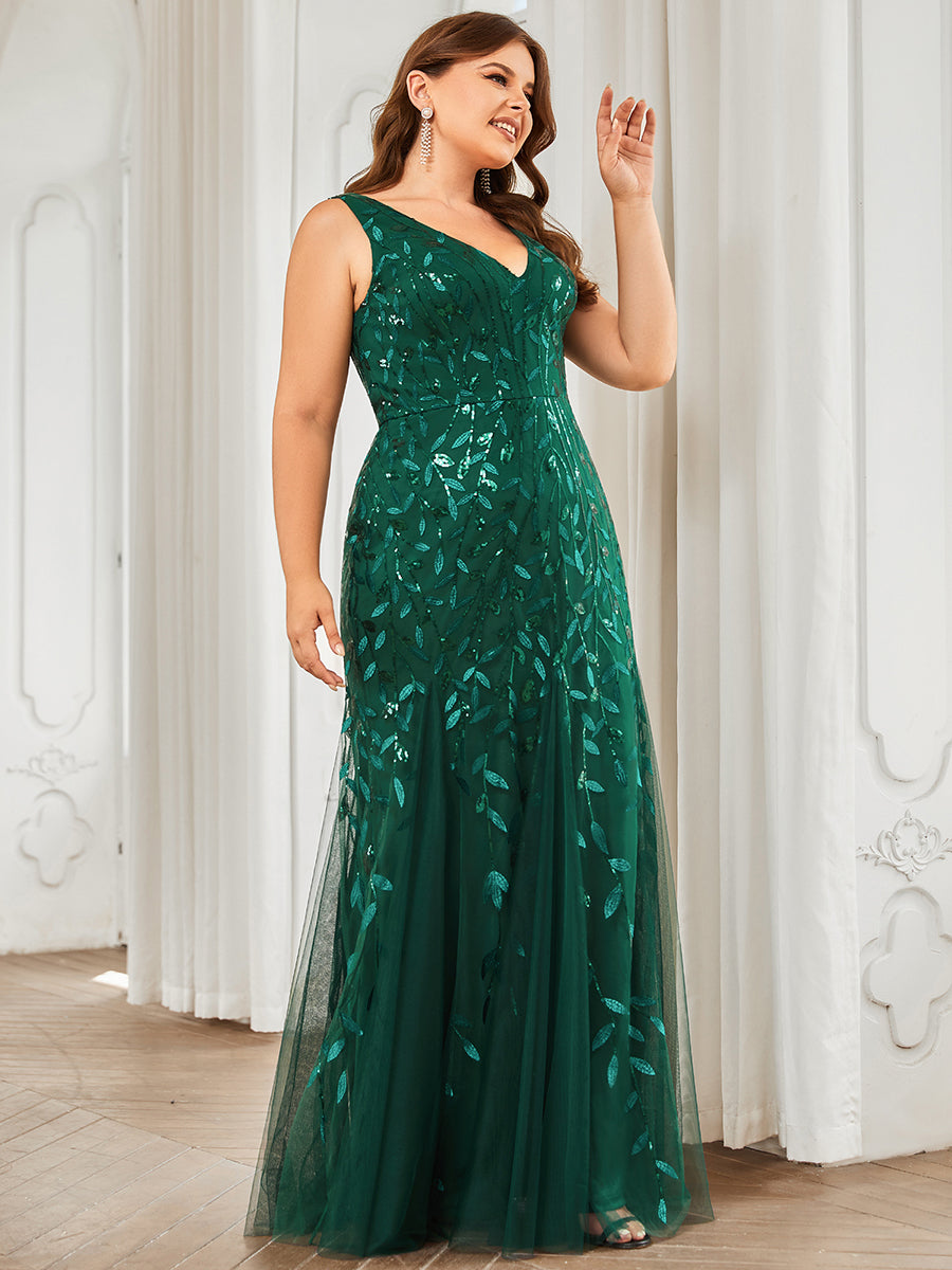Aermelloses Abendkleid mit doppeltem V-Ausschnitt #Farbe_Dunkelgrün