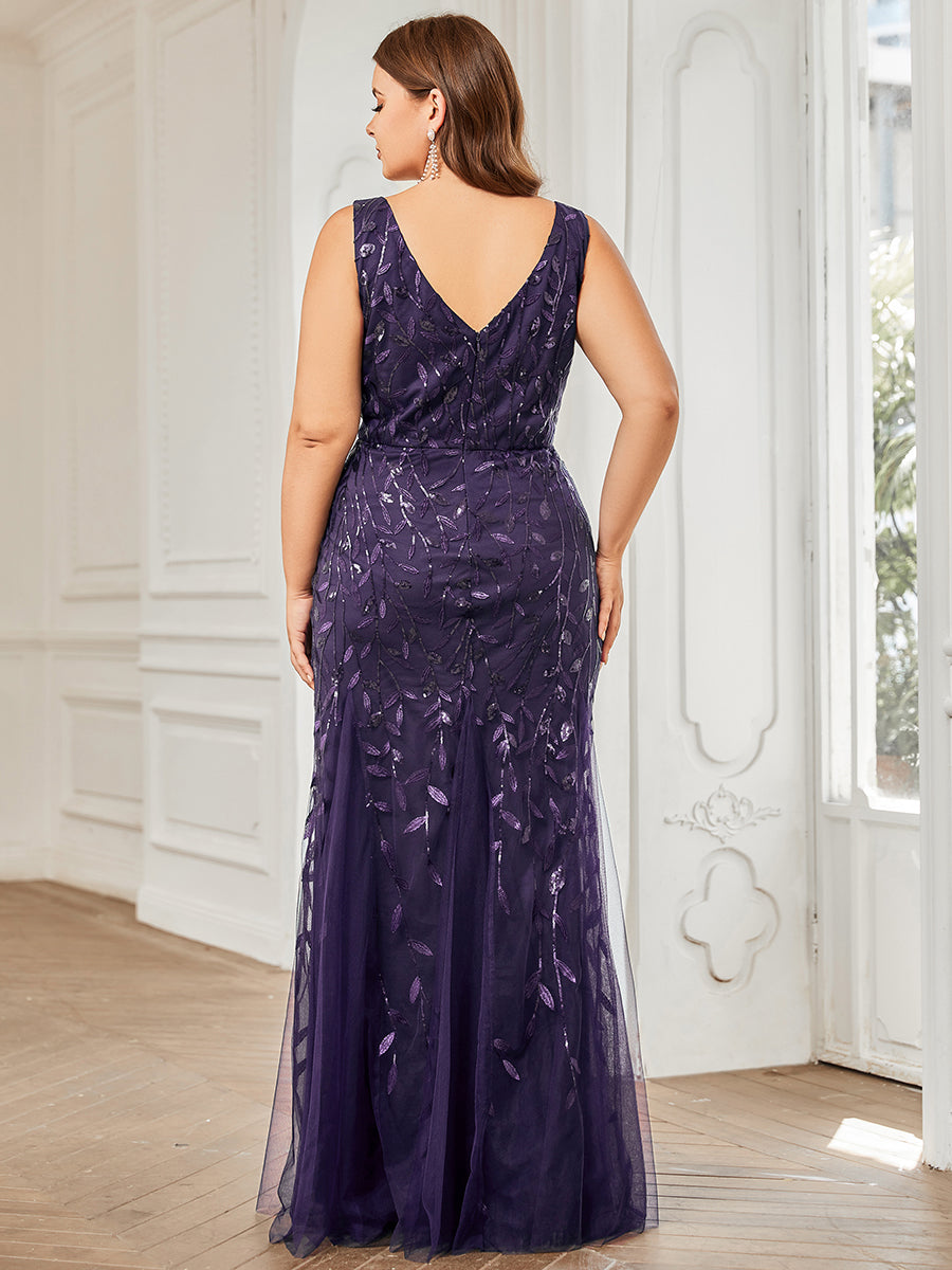Aermelloses Abendkleid mit doppeltem V-Ausschnitt #Farbe_Dunkelviolett