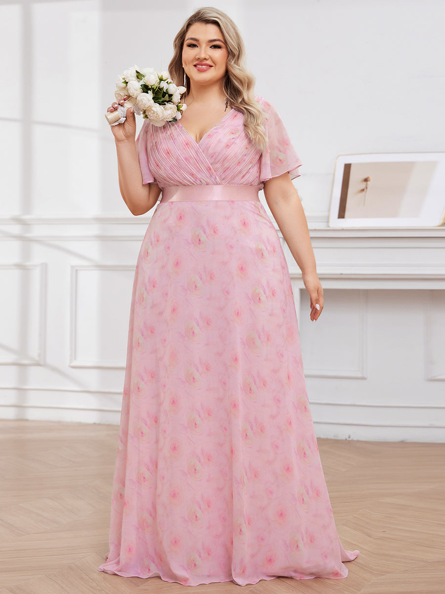 Minimalistisches A-Line Maxi Chiffon Brautkleid mit Satingürtel #Farbe_Zartes Rosé-Violett