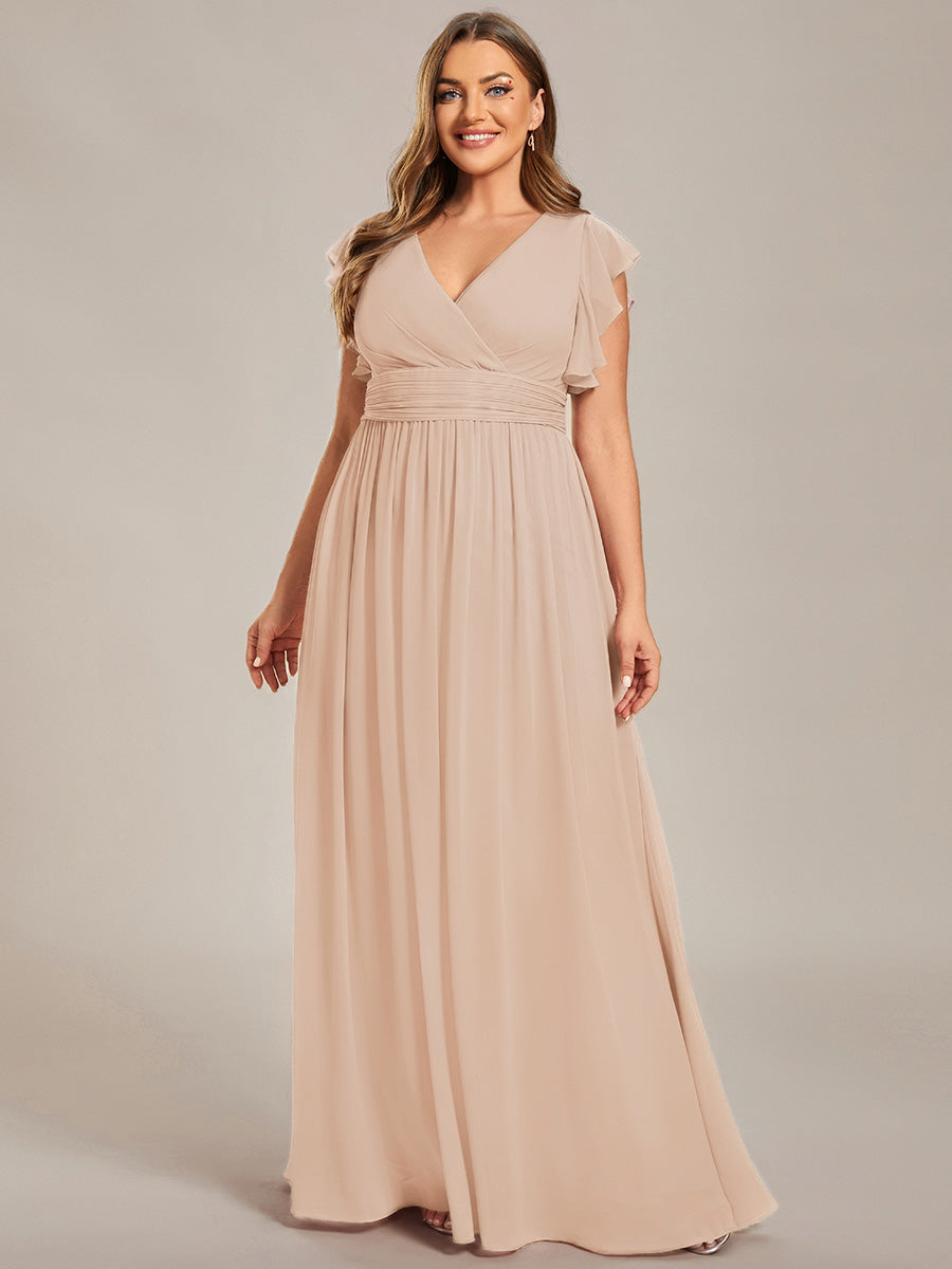 Funkelndes Abendkleid in A-Linie mit Empire-Taille und langen ?rmeln #Farbe_Blush-Rosa