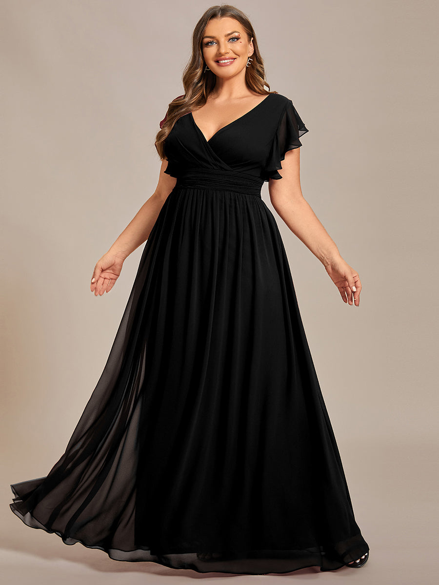Funkelndes Abendkleid in A-Linie mit Empire-Taille und langen ?rmeln #farbe_Schwarz