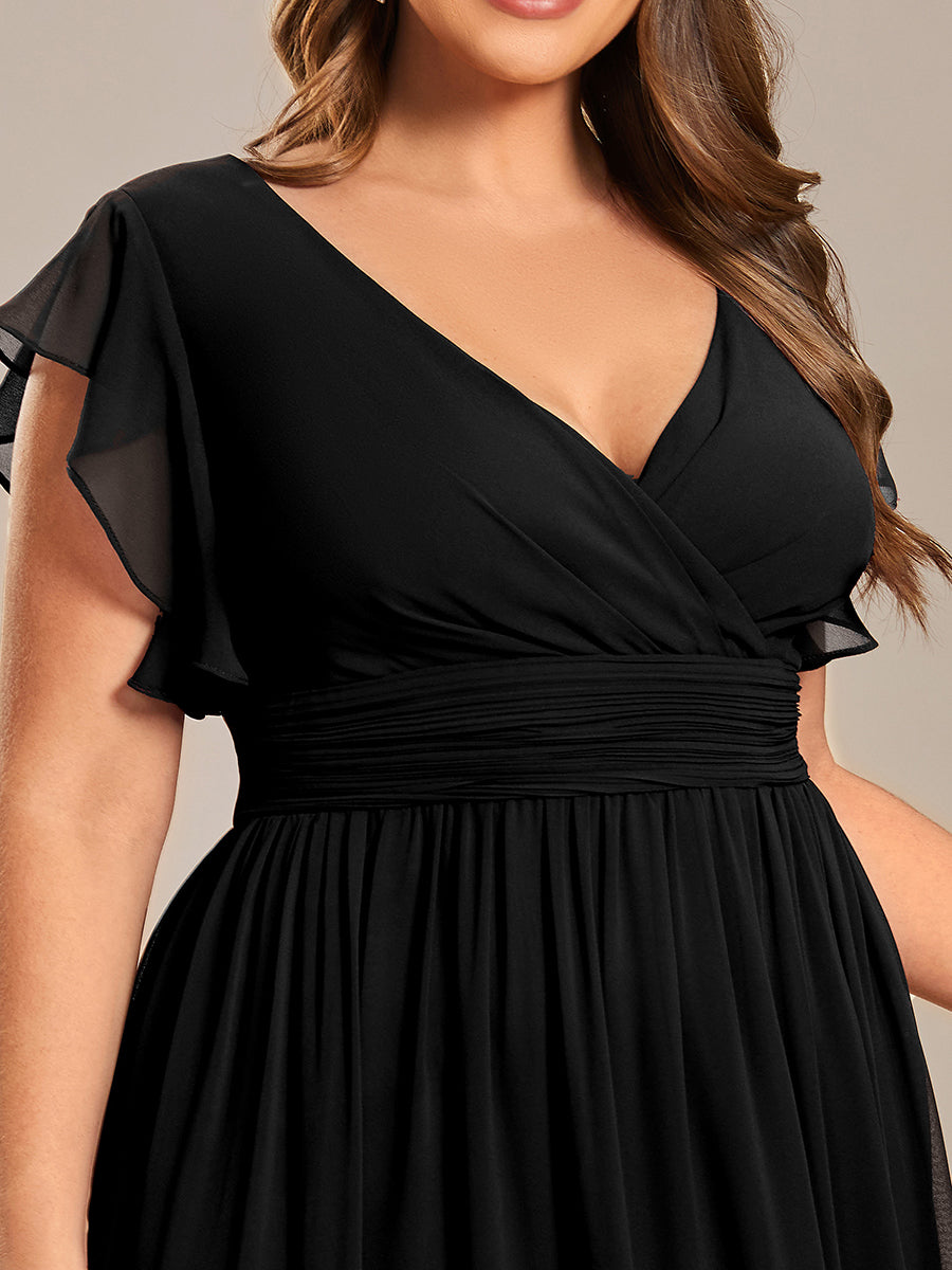 Funkelndes Abendkleid in A-Linie mit Empire-Taille und langen ?rmeln #farbe_Schwarz