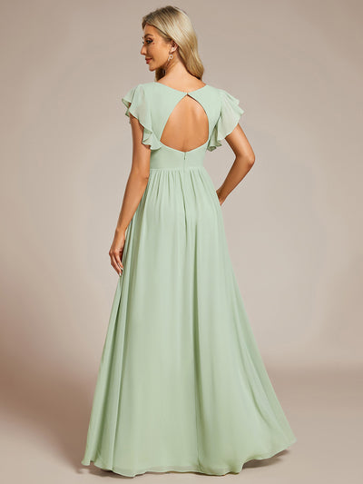 Funkelndes Abendkleid in A-Linie mit Empire-Taille und langen ?rmeln #farbe_Mintgrün