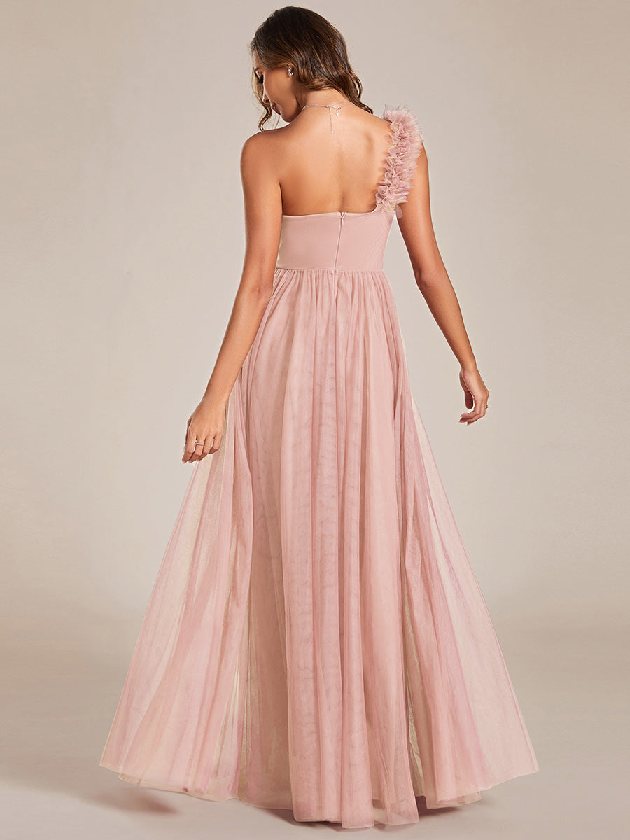 Funkelndes Abendkleid in A-Linie mit Empire-Taille und langen ?rmeln #farbe_Pink