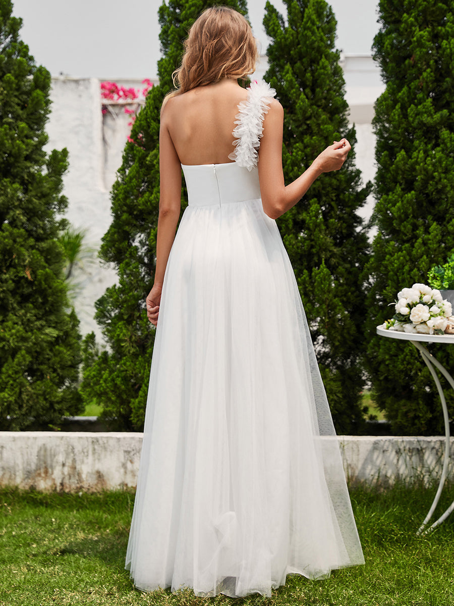 Funkelndes Abendkleid in A-Linie mit Empire-Taille und langen ?rmeln #farbe_Weiß
