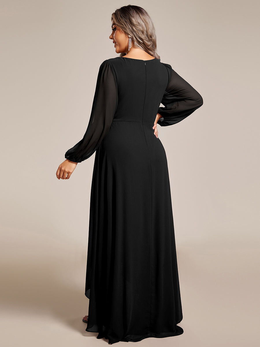 Robe d'invit¡§| de mariage trap¡§¡§ze en mousseline fluide ¡§¡è encolure ronde et longueur au genou #farbe_Schwarz