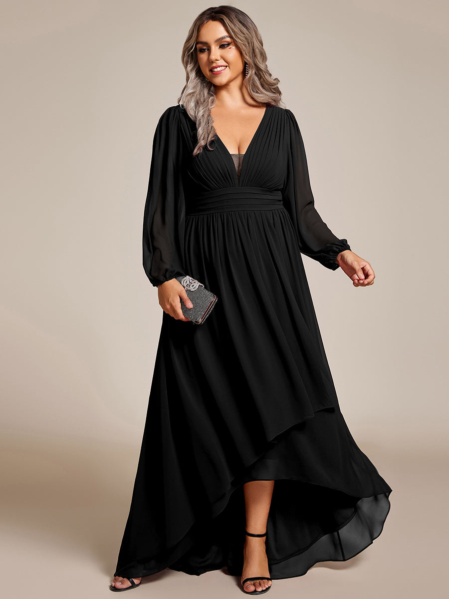 Robe d'invit¡§| de mariage trap¡§¡§ze en mousseline fluide ¡§¡è encolure ronde et longueur au genou #farbe_Schwarz