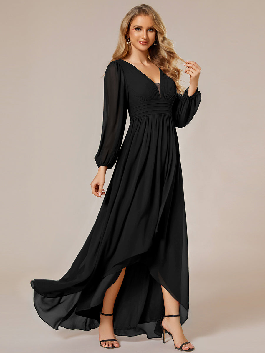Robe d'invit¡§| de mariage trap¡§¡§ze en mousseline fluide ¡§¡è encolure ronde et longueur au genou #farbe_Schwarz