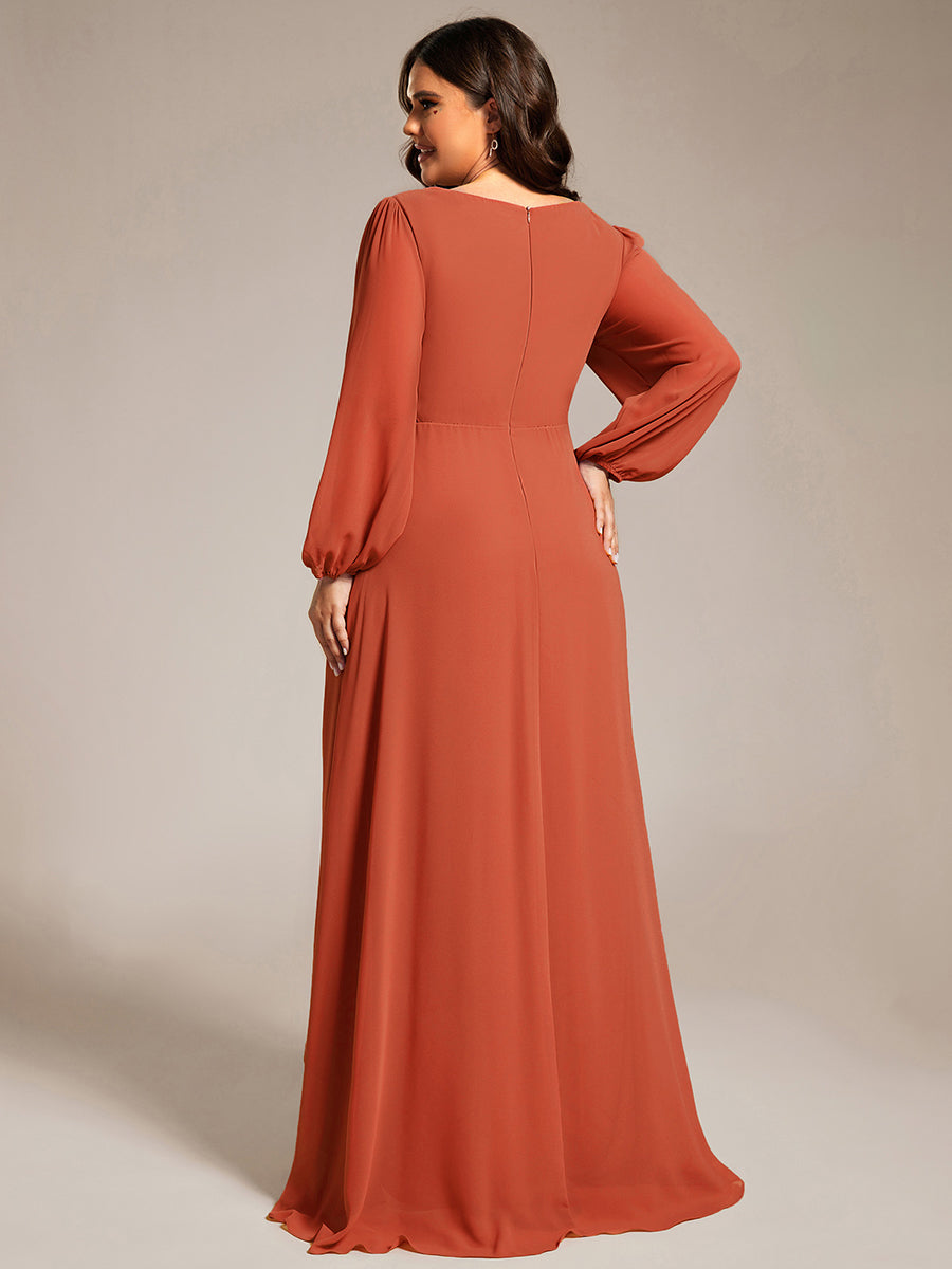 Robe d'invit¡§| de mariage trap¡§¡§ze en mousseline fluide ¡§¡è encolure ronde et longueur au genou #farbe_Gebranntes Orange