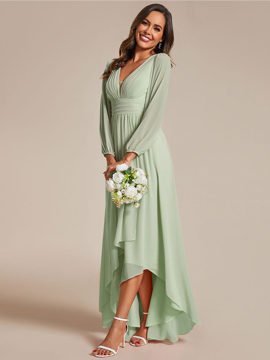 Robe d'invit¡§| de mariage trap¡§¡§ze en mousseline fluide ¡§¡è encolure ronde et longueur au genou #farbe_Mintgrün