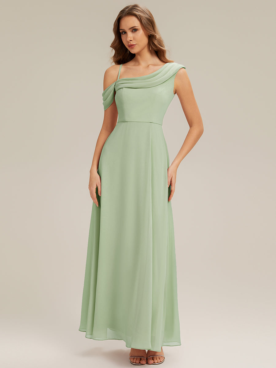 Maxi Asymmetrisches A-Linien Chiffon Kleid Mit Schlitz Detail #Farbe_Mintgrün