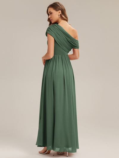 Maxilänge Asymmetrisches A-Linien Chiffon Kleid Mit Raffiniertem Design Für Elegante Anlässe #Farbe_Eukalyptus