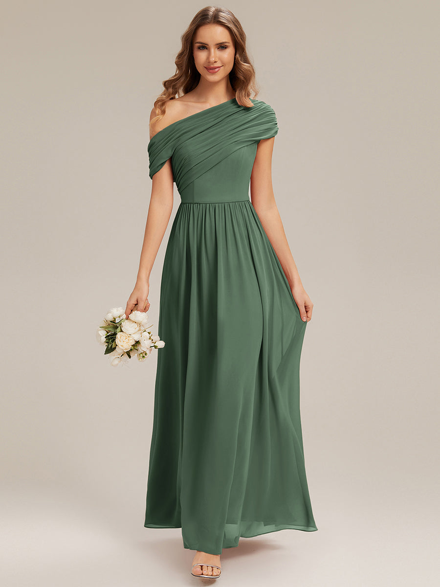 Maxilänge Asymmetrisches A-Linien Chiffon Kleid Mit Raffiniertem Design Für Elegante Anlässe #Farbe_Eukalyptus