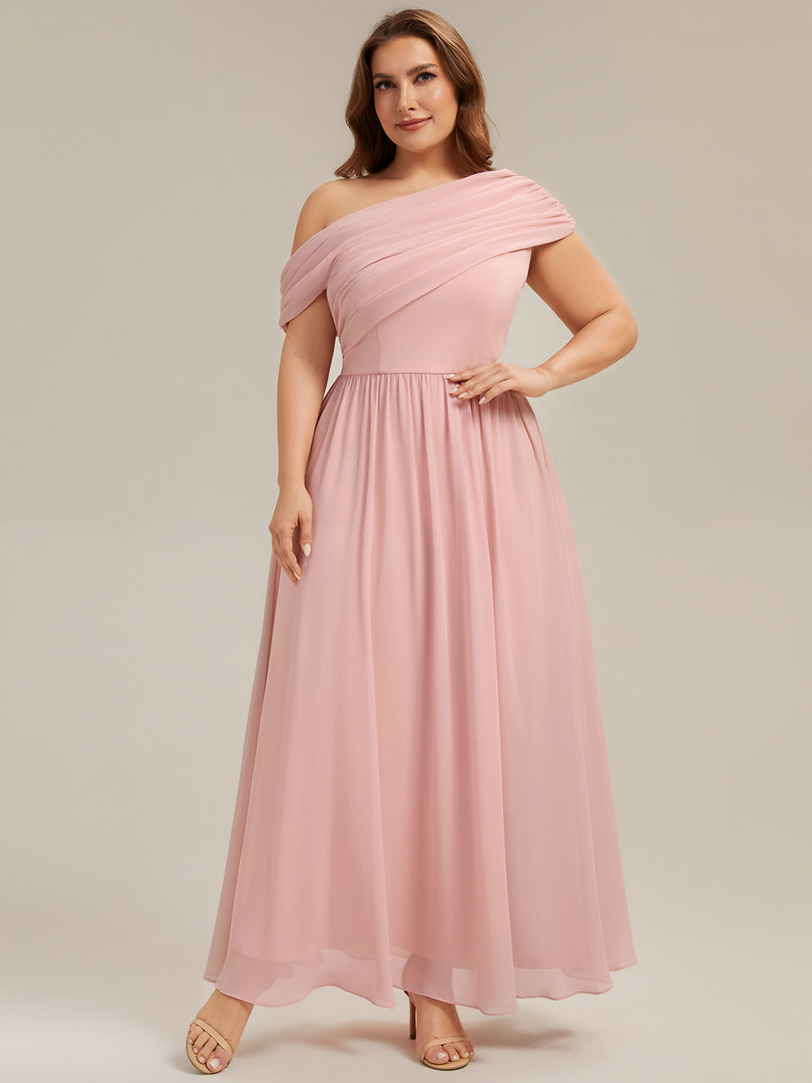 Maxilänge Asymmetrisches A-Linien Chiffon Kleid Mit Raffiniertem Design Für Elegante Anlässe #Farbe_Pink