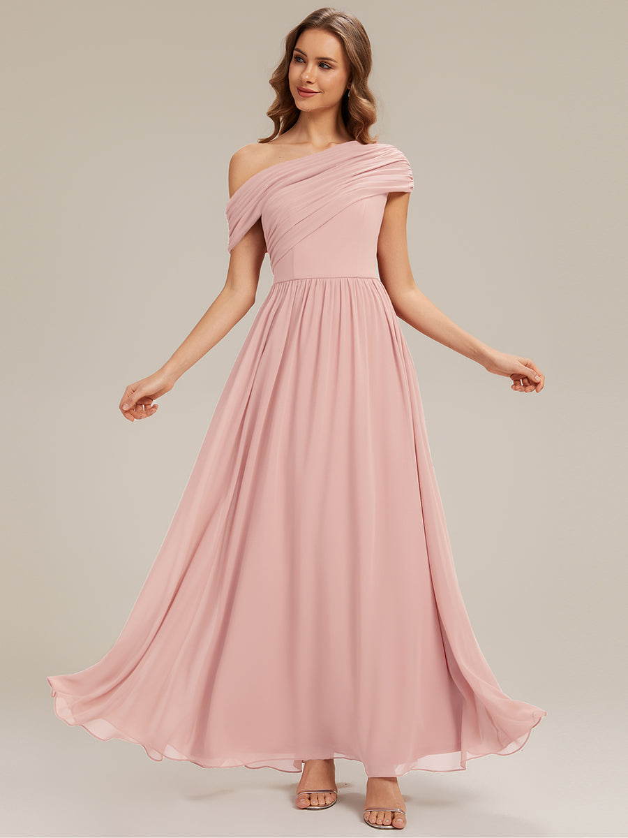 Maxilänge Asymmetrisches A-Linien Chiffon Kleid Mit Raffiniertem Design Für Elegante Anlässe #Farbe_Pink