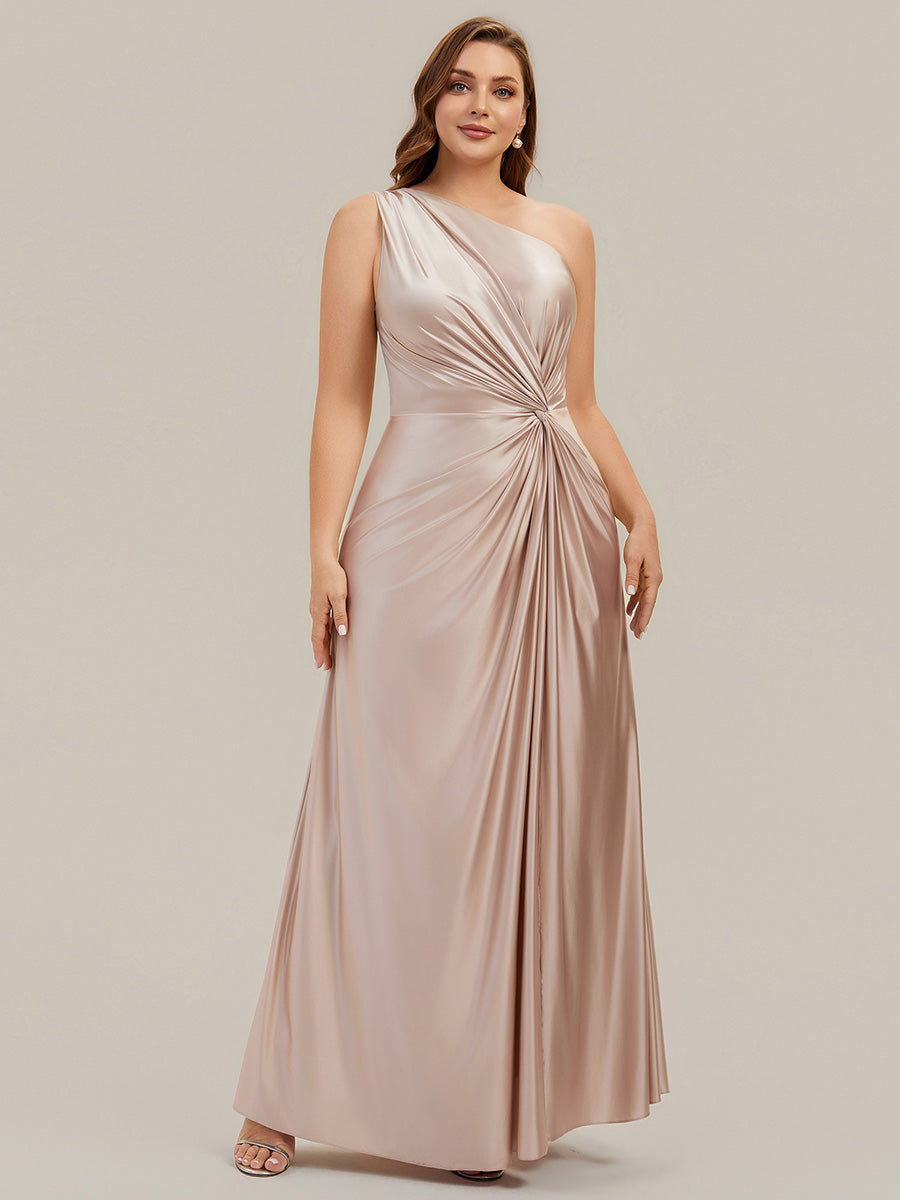 Bodenlanger Asymmetrischer A-Linien Satin Kleid Mit Hohem Schlitz Und Geknotetem Detail #Farbe_Champagner