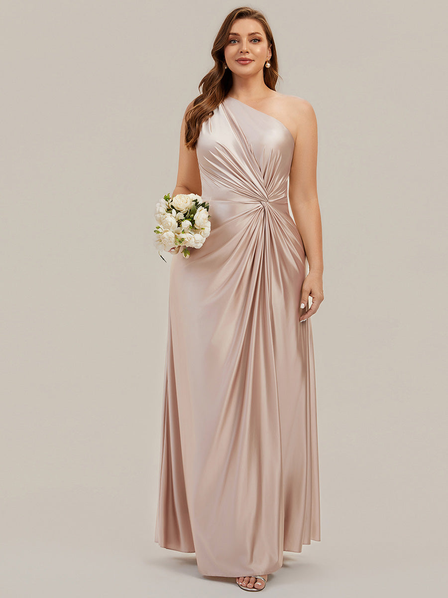 Bodenlanger Asymmetrischer A-Linien Satin Kleid Mit Hohem Schlitz Und Geknotetem Detail #Farbe_Champagner