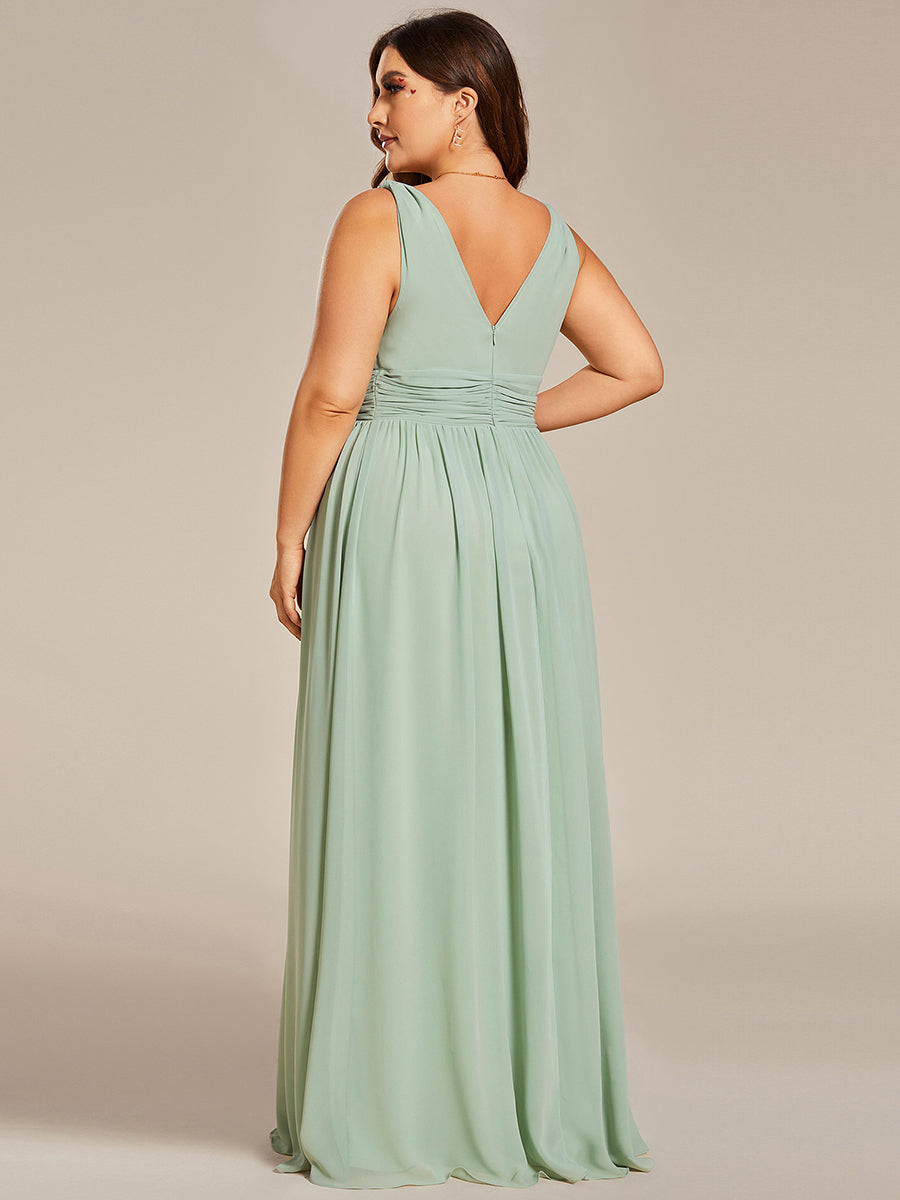 Damen V-Ausschnitt Lange Chiffon Abendkleider Festkleider 09016 #farbe_Mintgrün