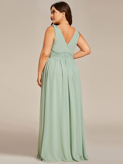 Bodenlanger A-Linien Chiffon Kleid Mit Tiefem V-Ausschnitt Eleganz Kleid #Farbe_Mintgrün