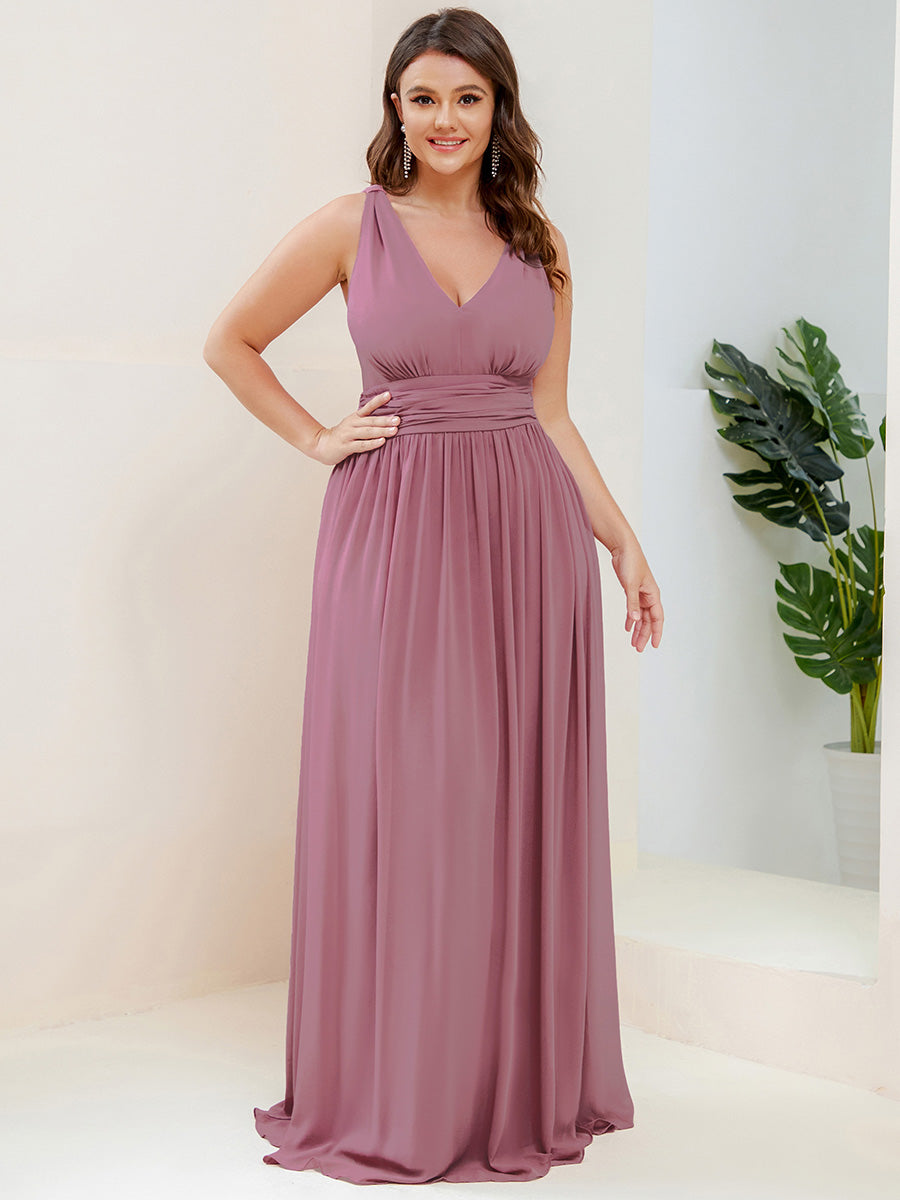 Damen V-Ausschnitt Lange Chiffon Abendkleider Festkleider 09016 #farbe_Orchideenviolett
