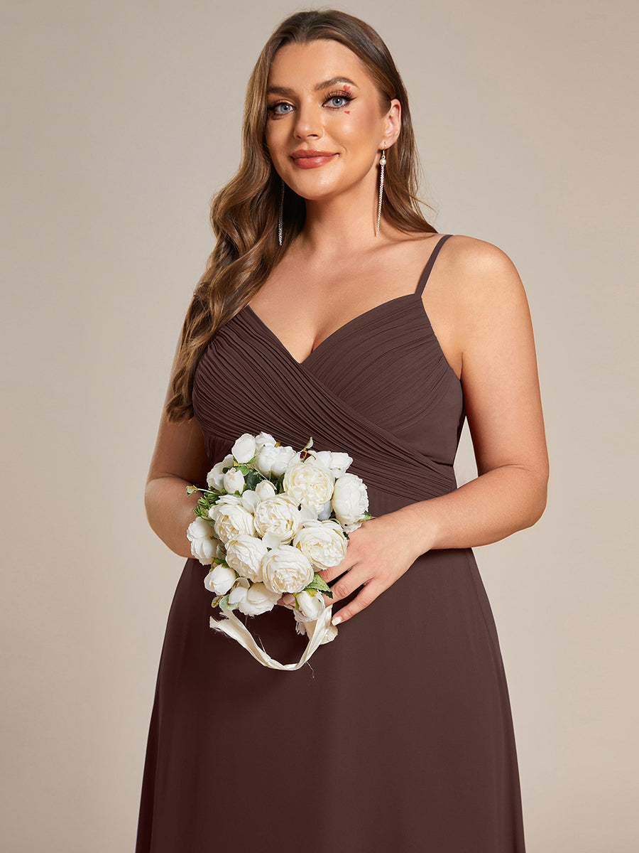 Bodenlanger V-Ausschnitt A-Linie Chiffon Kleid Plissiert Rückenfrei Eleganz Kleid #Farbe_CD