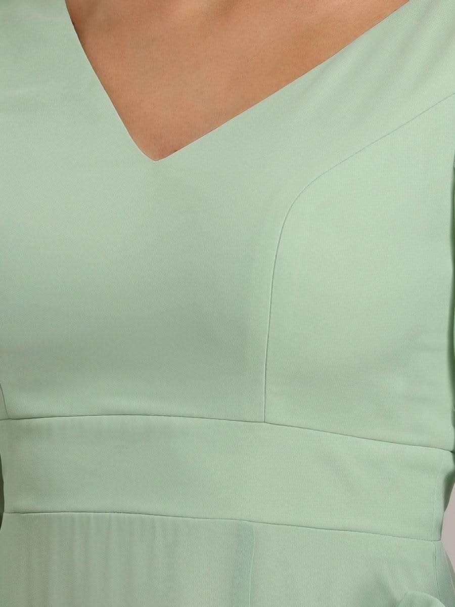 Color=Mint Gruen | Sanftes Brautjungfernkleid mit geschlitzten Ärmeln und tiefem Rücken am Oberschenkel-Mint Gruen 6