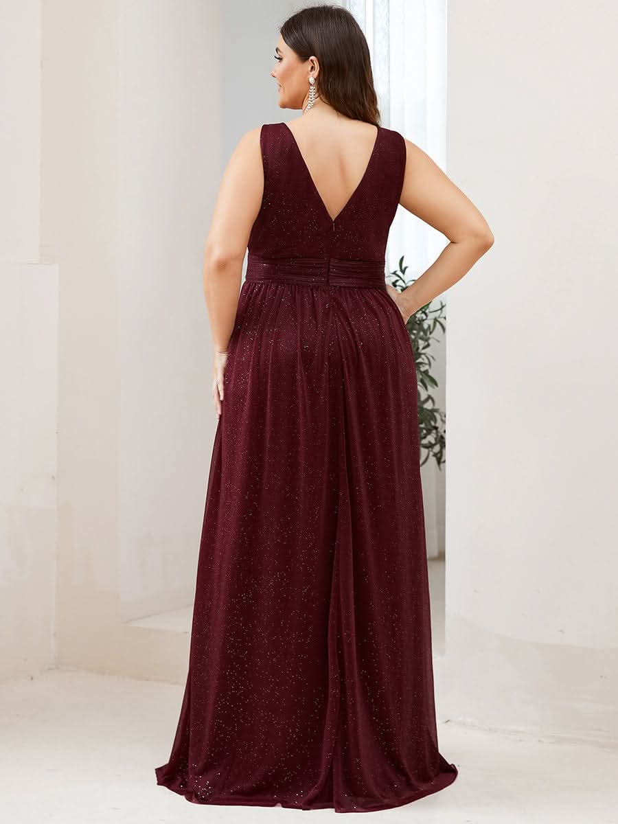 Elegante V-neck Schulterfrei Abendkleider #Farbe_Burgunderrot