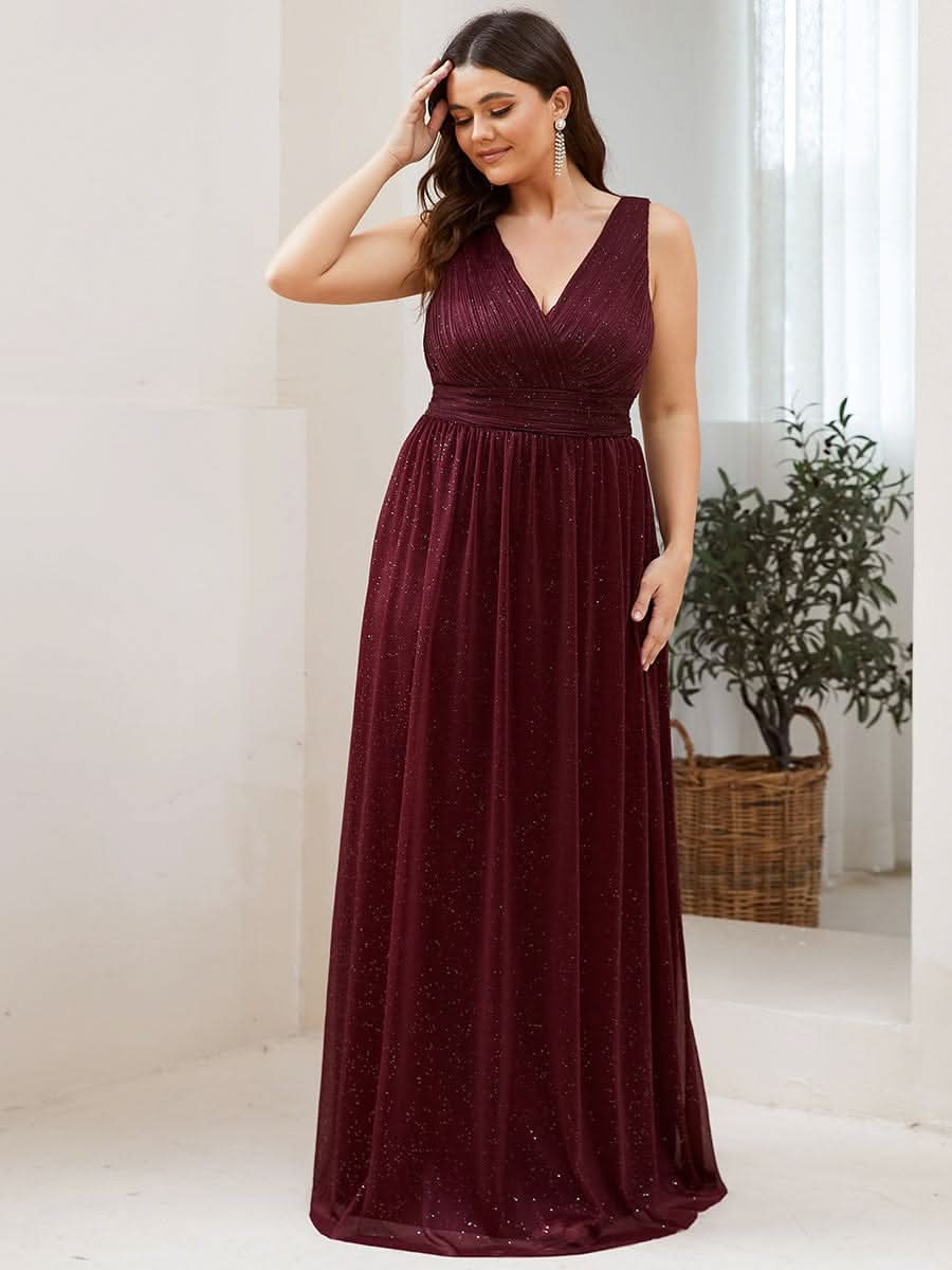 Elegante V-neck Schulterfrei Abendkleider #Farbe_Burgunderrot