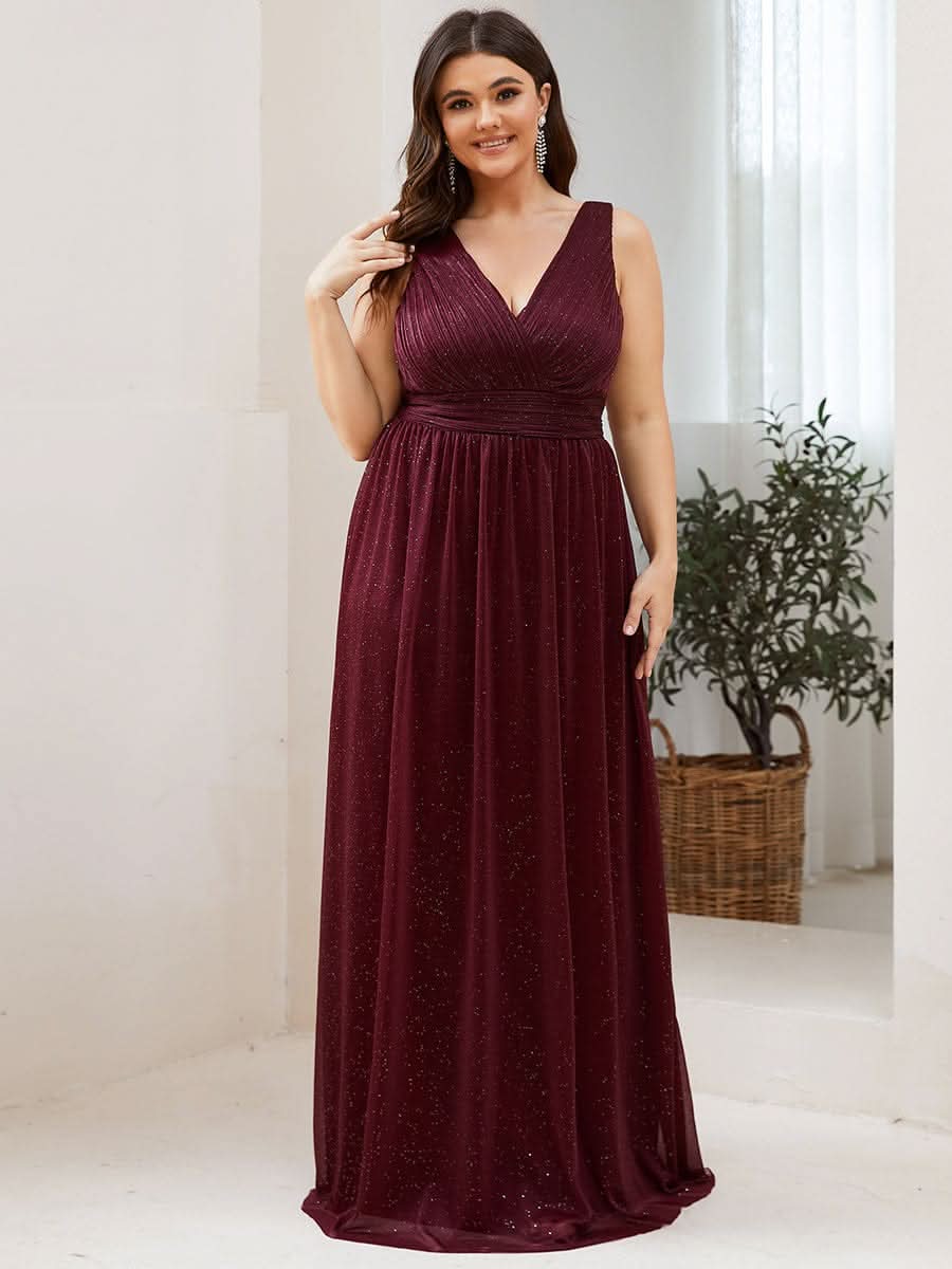 Elegante V-neck Schulterfrei Abendkleider #Farbe_Burgunderrot