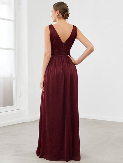 Elegante V-neck Schulterfrei Abendkleider #Farbe_Burgunderrot