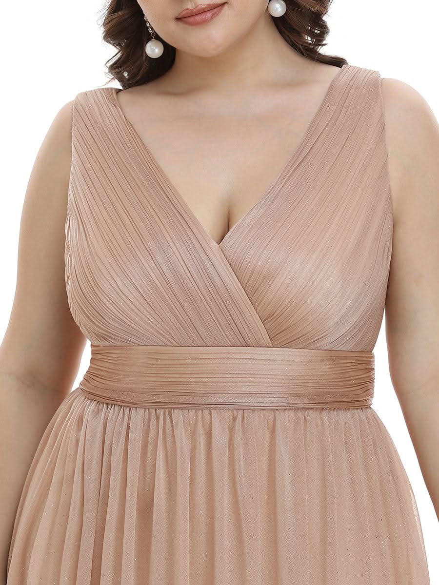 Elegante V-neck Schulterfrei Abendkleider #Farbe_Roségold