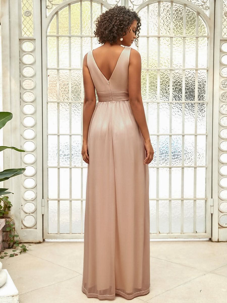 Elegante V-neck Schulterfrei Abendkleider #Farbe_Roségold